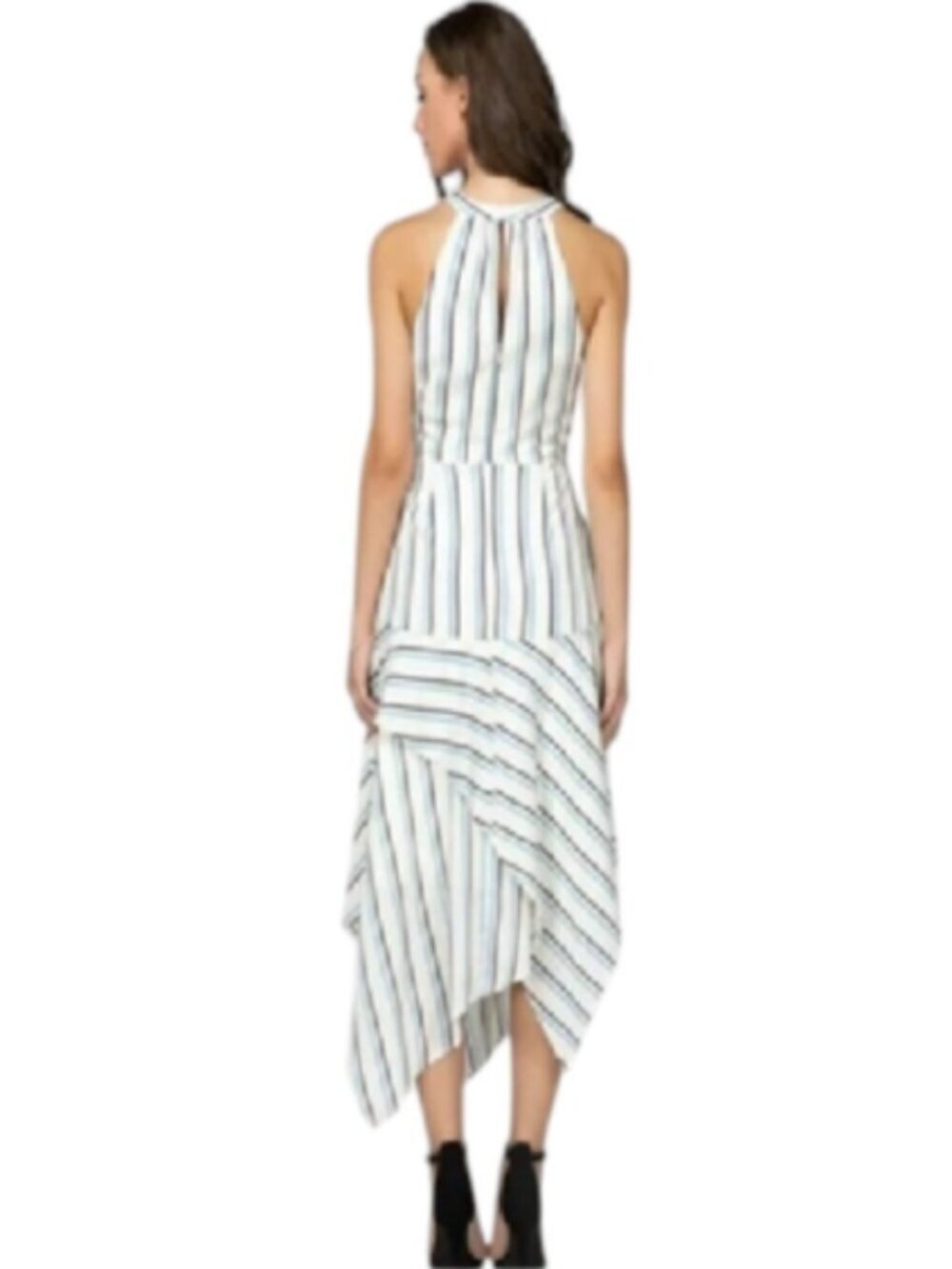 Adelyn Rae Layne Medium Multicolor Striped Halter Dress RTR Handkerchief Hemline - Picture 2 of 16